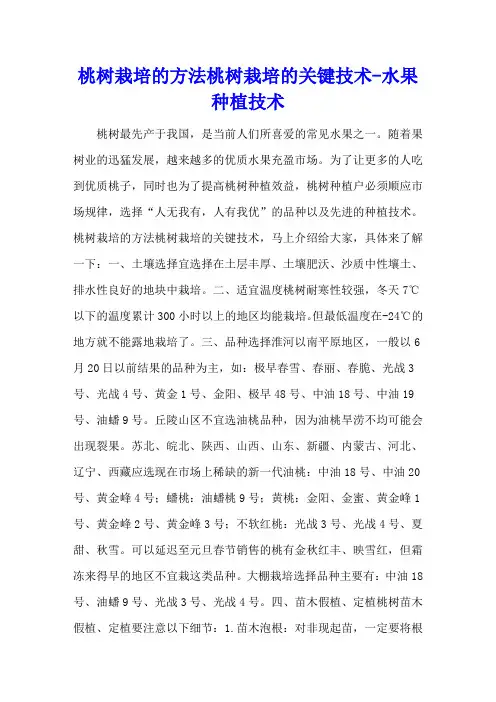 桃树栽培的方法 桃树栽培的关键技术 - 水果种植技术