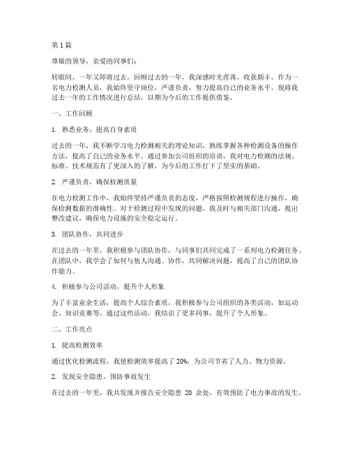 电力检测人员年度总结(3篇)