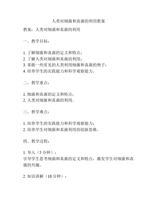 人类对细菌和真菌的利用教案