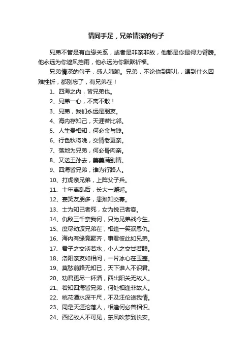 情同手足，兄弟情深的句子