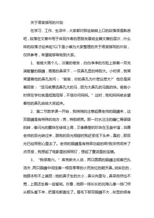 关于语言描写的片段