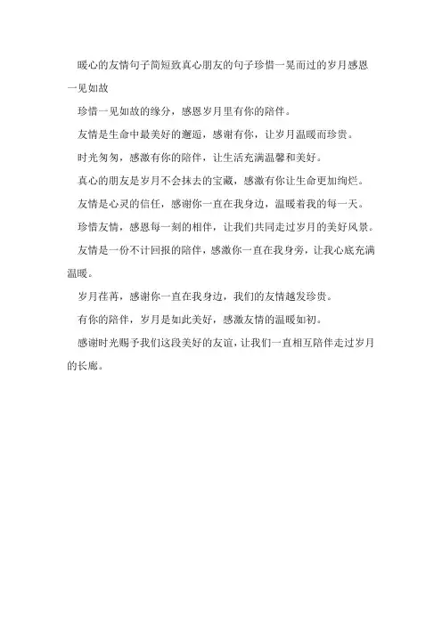 暖心的友情句子简短致真心朋友的句子珍惜一晃而过的岁月感恩一见如故