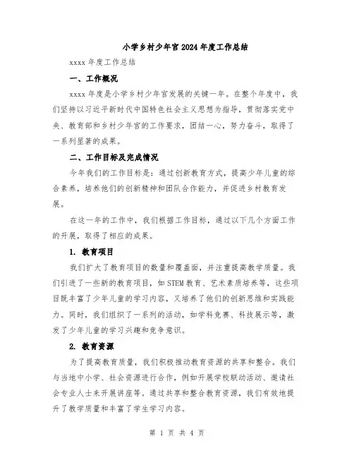 小学乡村少年宫2024年度工作总结