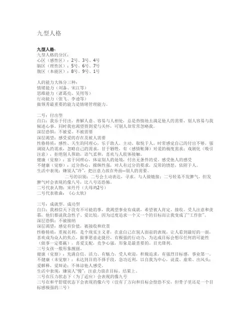 九型人格-各种性格介绍