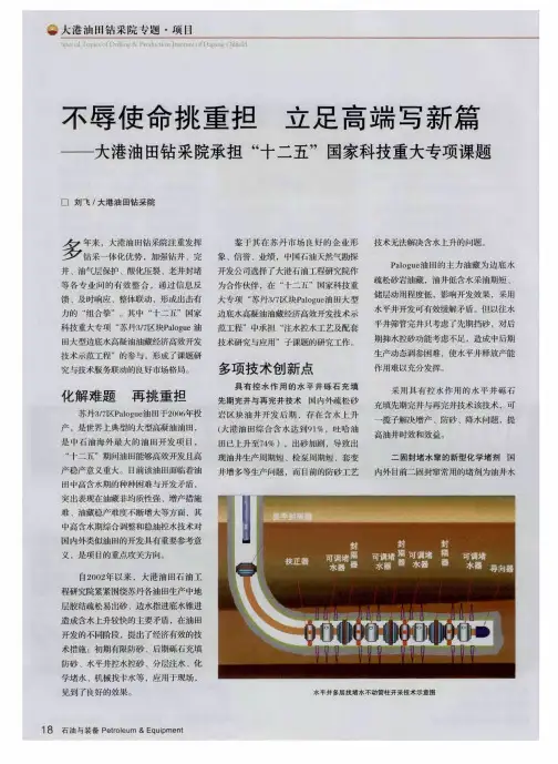 不辱使命挑重担立足高端写新篇——大港油田钻采院承担“十二五”国家科技重大专项课题