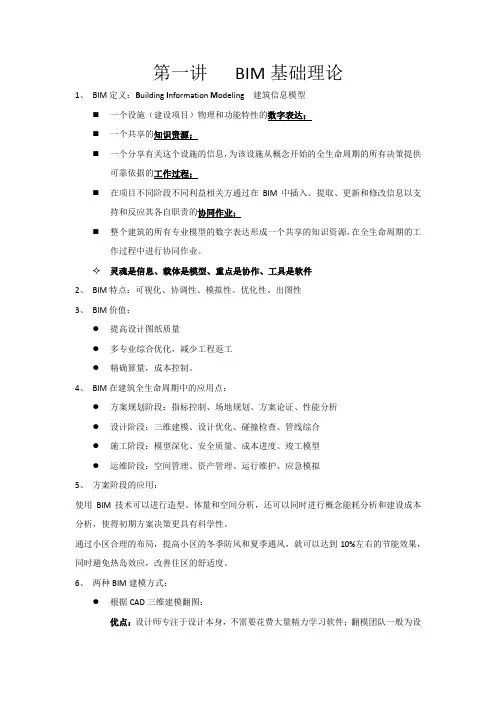 (完整版)BIM理论打印版