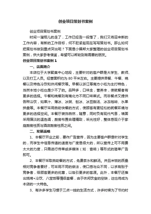 创业项目策划书案例