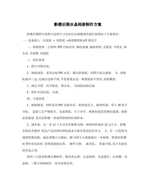 影楼后期水晶相册制作方案