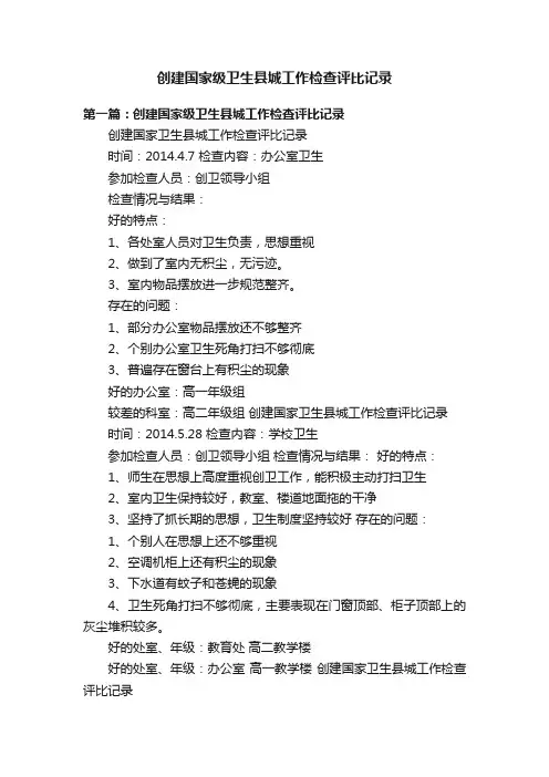 创建国家级卫生县城工作检查评比记录