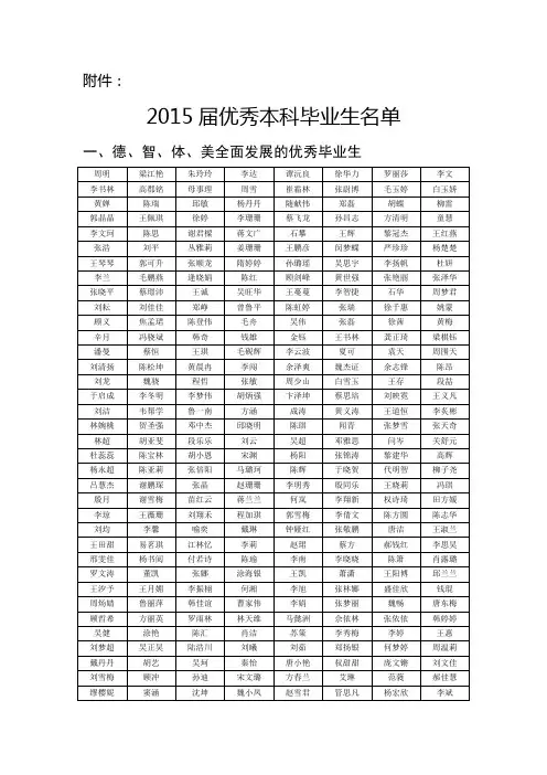 德智体美全面发展的优秀毕业生