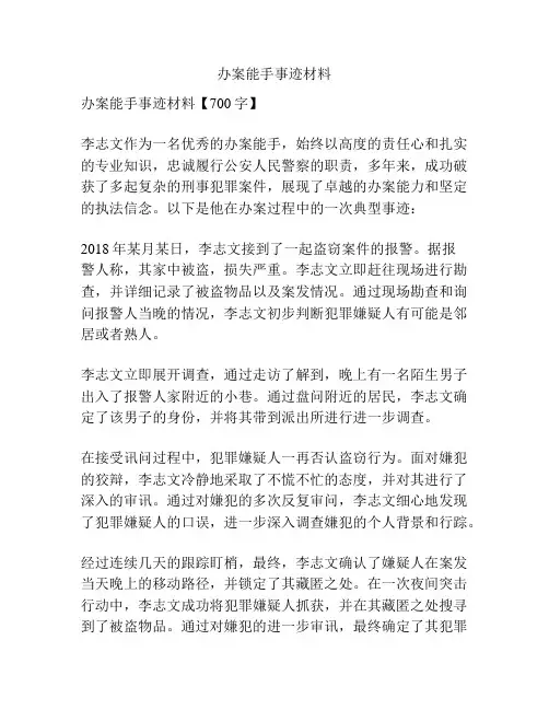 办案能手事迹材料