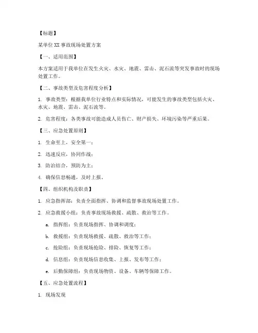 应急预案中的现场处置方案格式