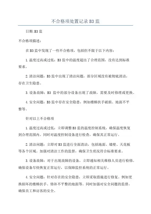 不合格项处置记录B3监