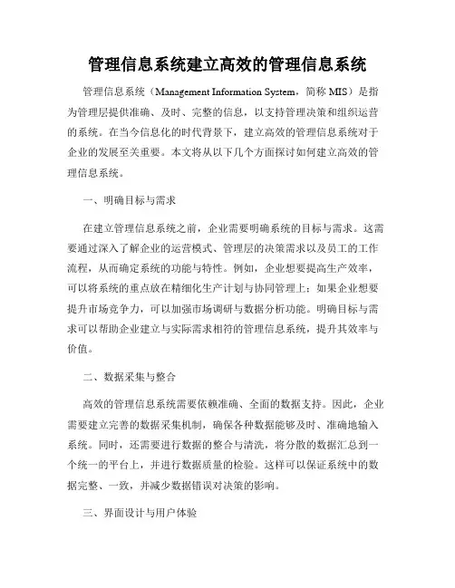 管理信息系统建立高效的管理信息系统