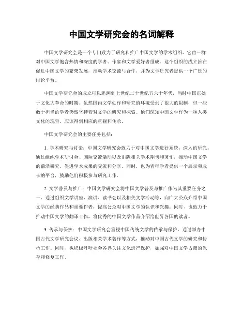 中国文学研究会的名词解释