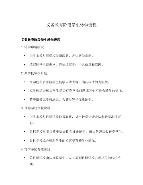 义务教育阶段学生转学流程