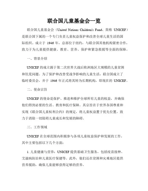 联合国儿童基金会一览