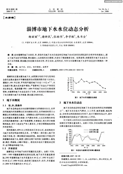 淄博市地下水水位动态分析
