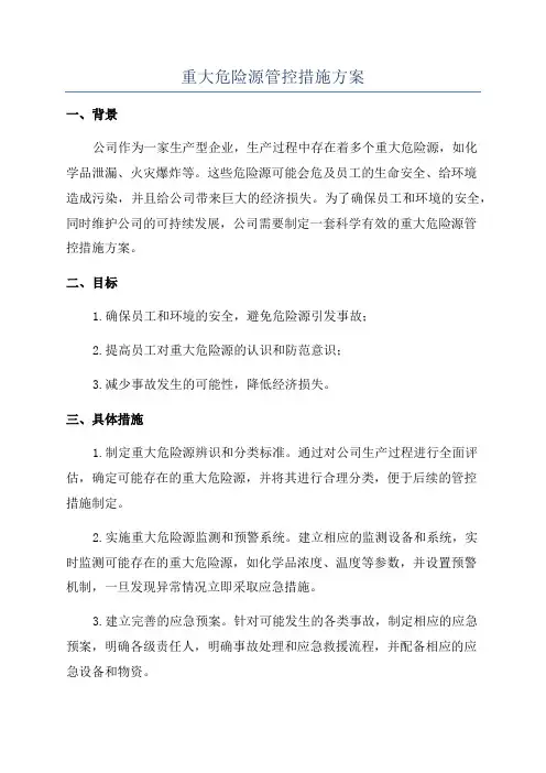 重大危险源管控措施方案
