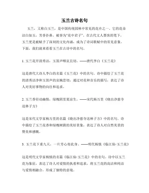 玉兰古诗名句