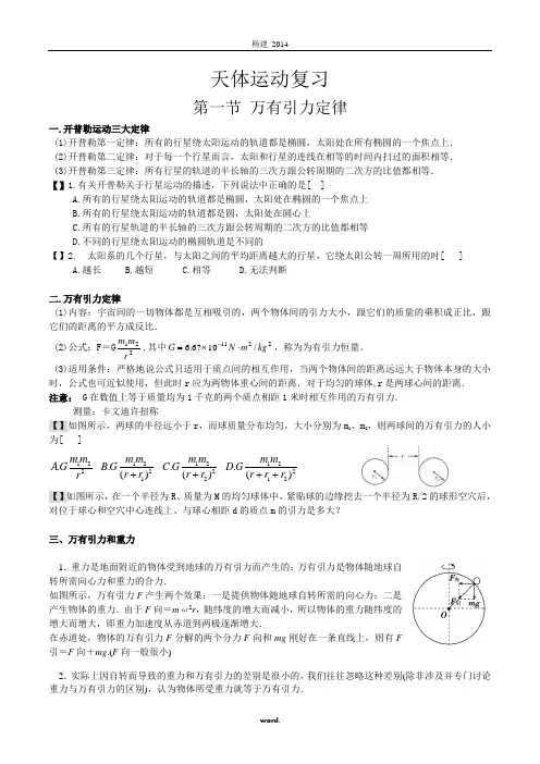 高中物理天体运动专题复习(精选.)