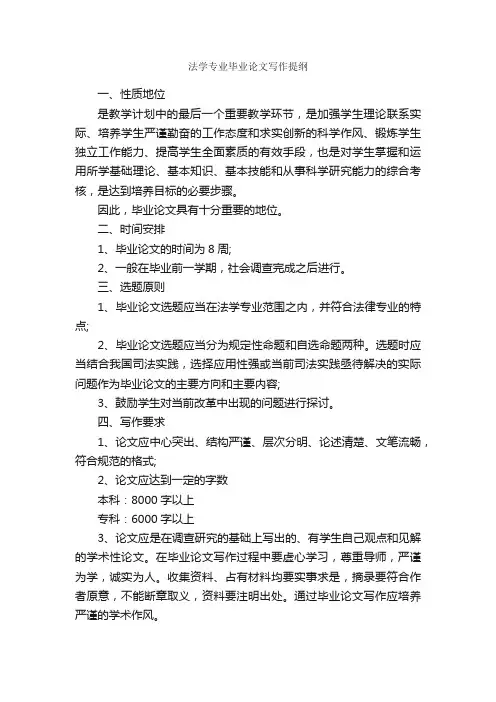 法学专业毕业论文写作提纲_论文格式_
