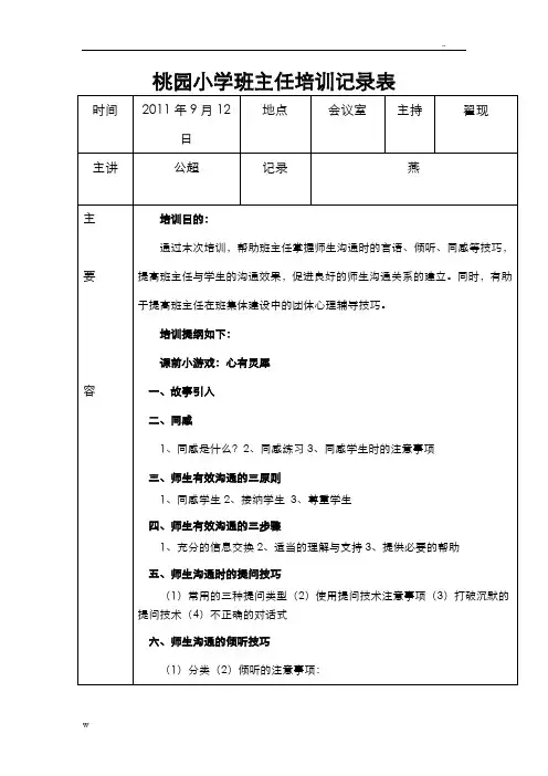 班主任培训记录表