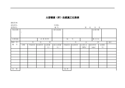 锚索施工记录表