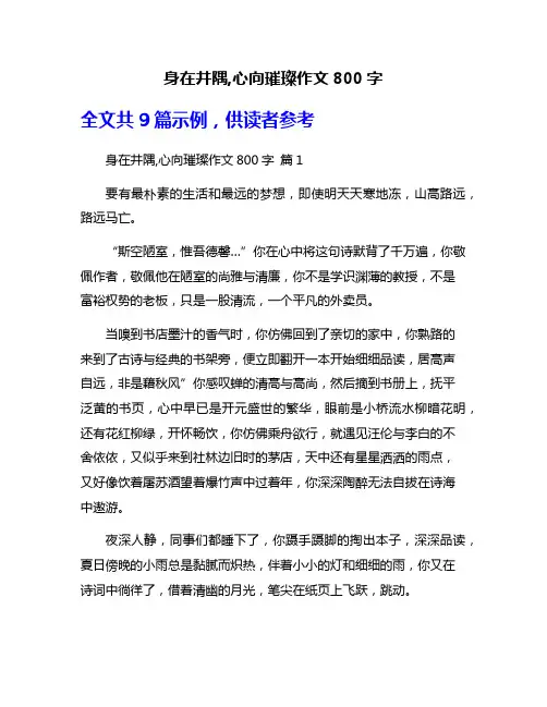 身在井隅,心向璀璨作文800字