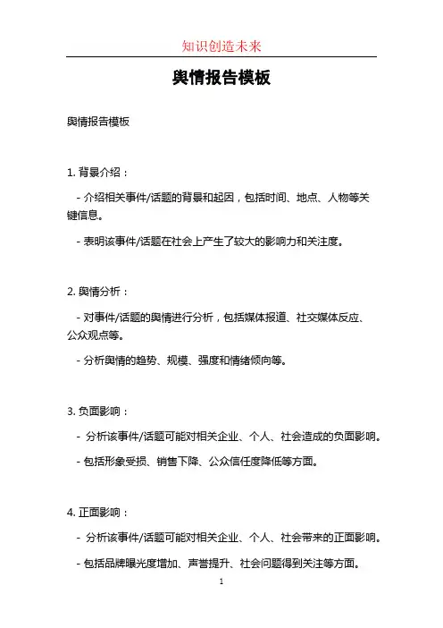 舆情报告模板