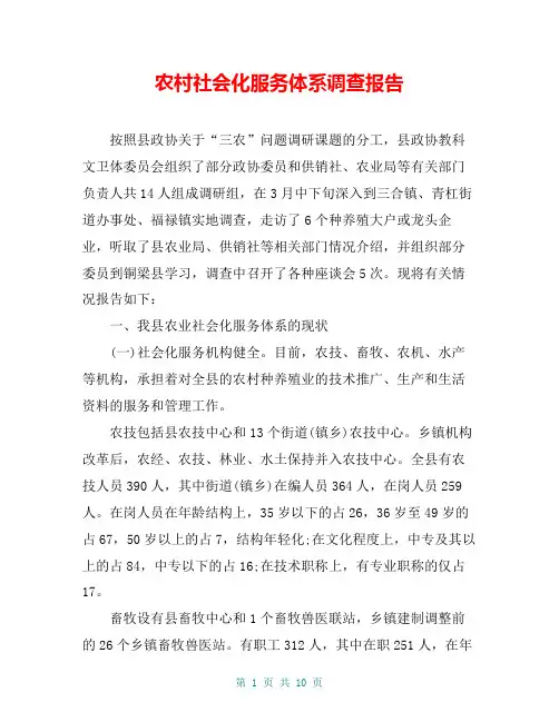 农村社会化服务体系调查报告