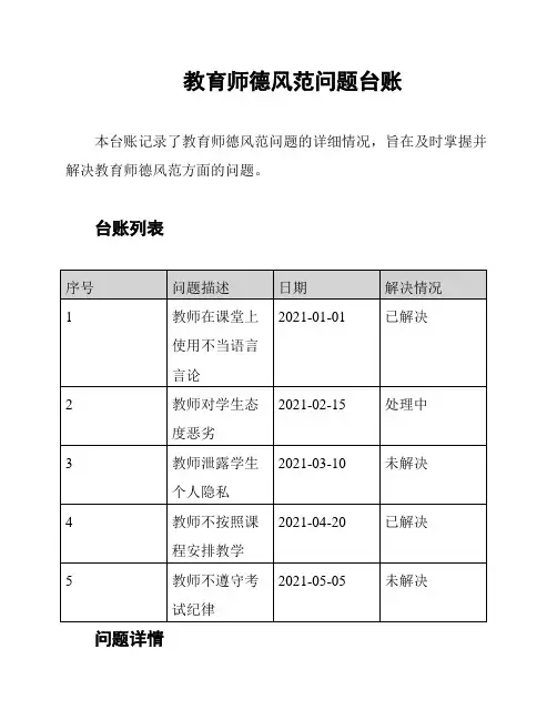 教育师德风范问题台账