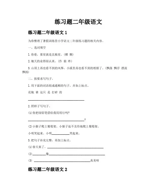 练习题二年级语文
