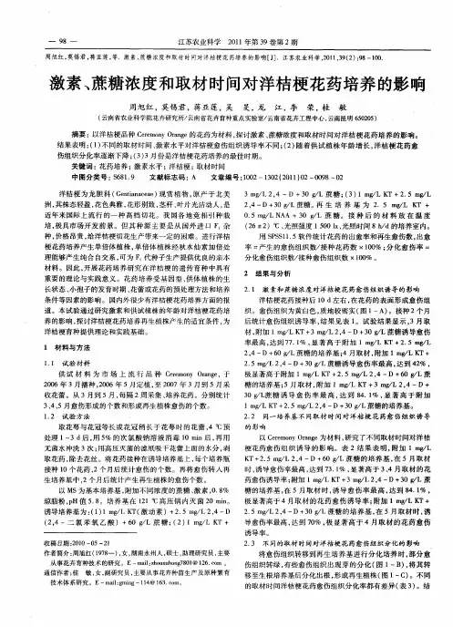 激素、蔗糖浓度和取材时间对洋桔梗花药培养的影响