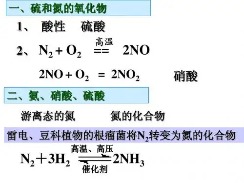 十六讲 氮和硫及其化合物