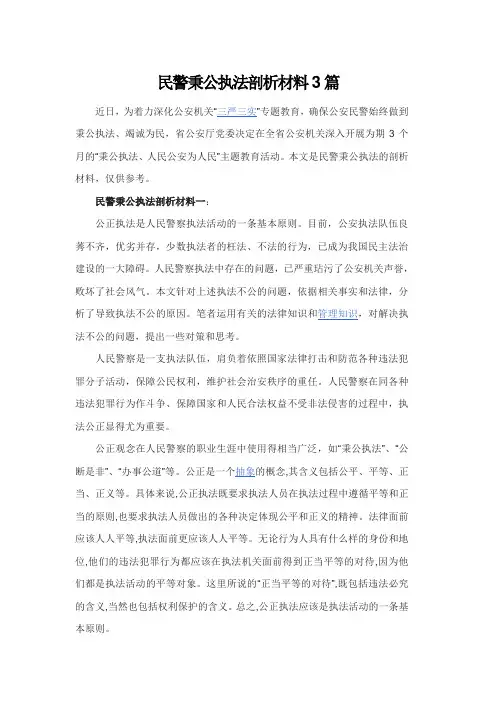 民警秉公执法剖析材料3篇