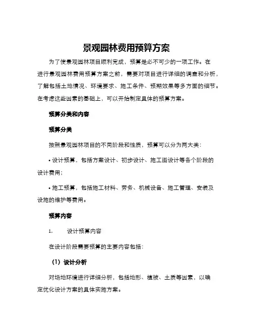 景观园林费用预算方案