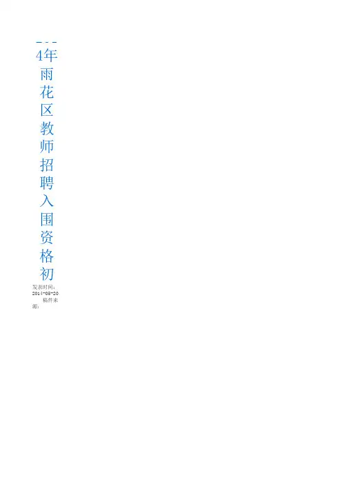 2014年雨花区教师招聘入围资格初审名单
