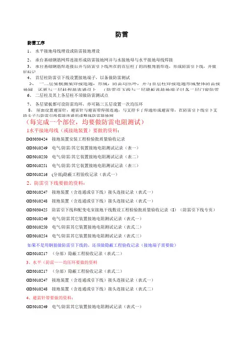 建筑工程防雷施工工序及所需资料