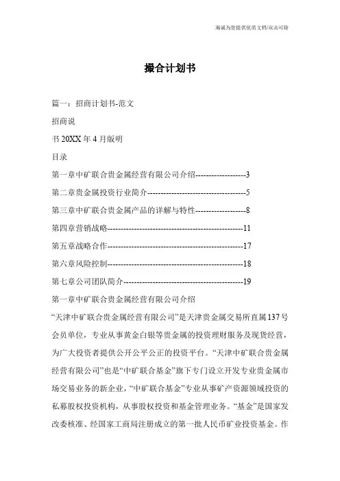 撮合计划书