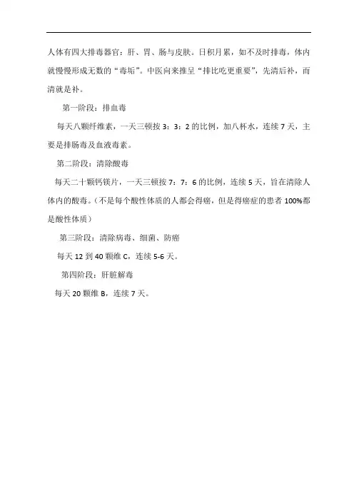 人体有四大排毒器官