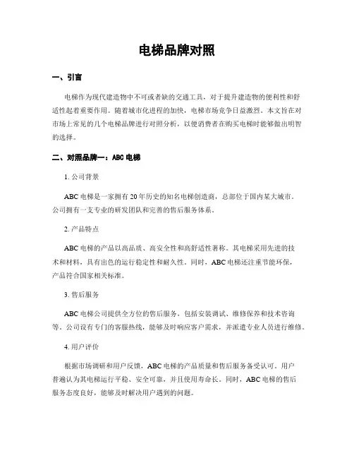 电梯品牌对比