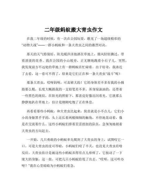 二年级蚂蚁搬大青虫作文
