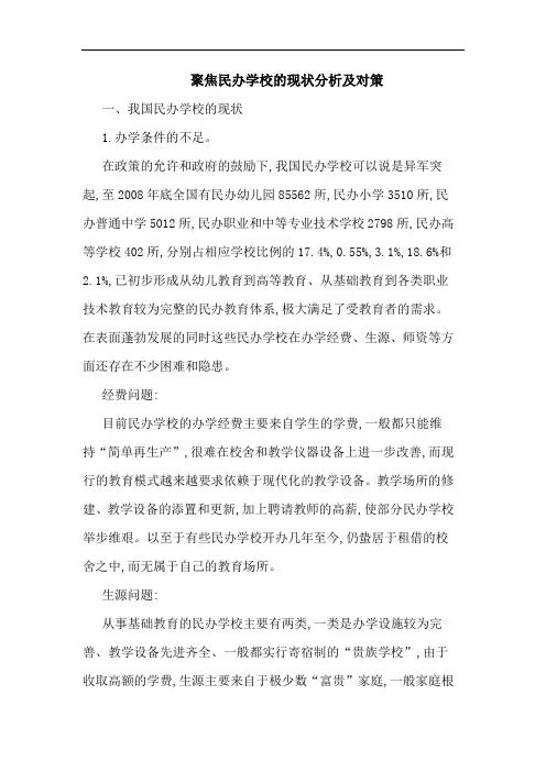 聚焦民办学校的现状分析及对策