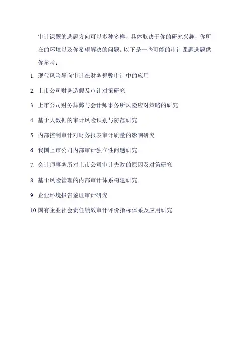 审计课题选题参考