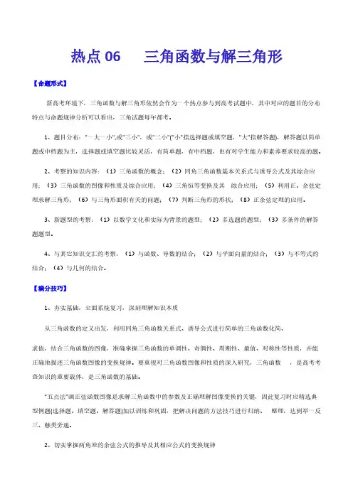 高考数学复习热点06  三角函数与解三角形(解析版)-2021年高考数学专练(新高考)