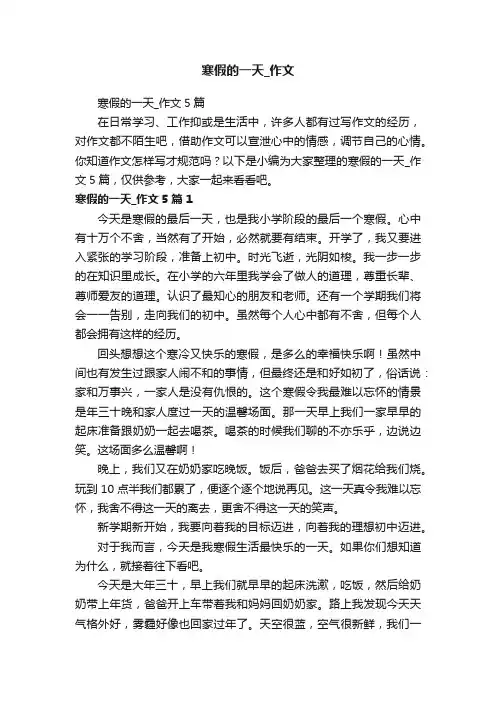 寒假的一天_作文5篇