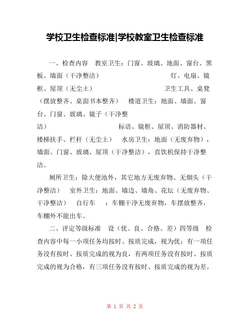 学校卫生检查标准-学校教室卫生检查标准