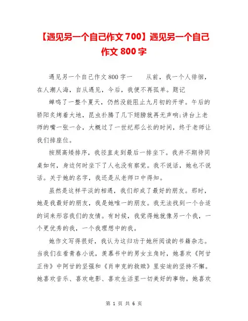 【遇见另一个自己作文700】遇见另一个自己作文800字
