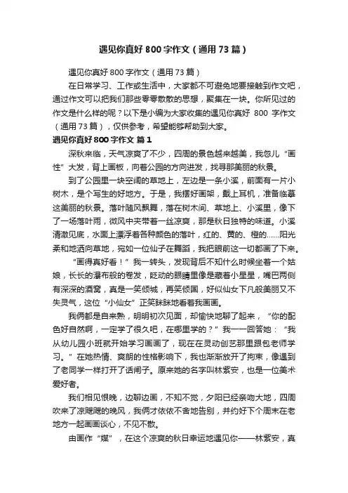 遇见你真好800字作文（通用73篇）